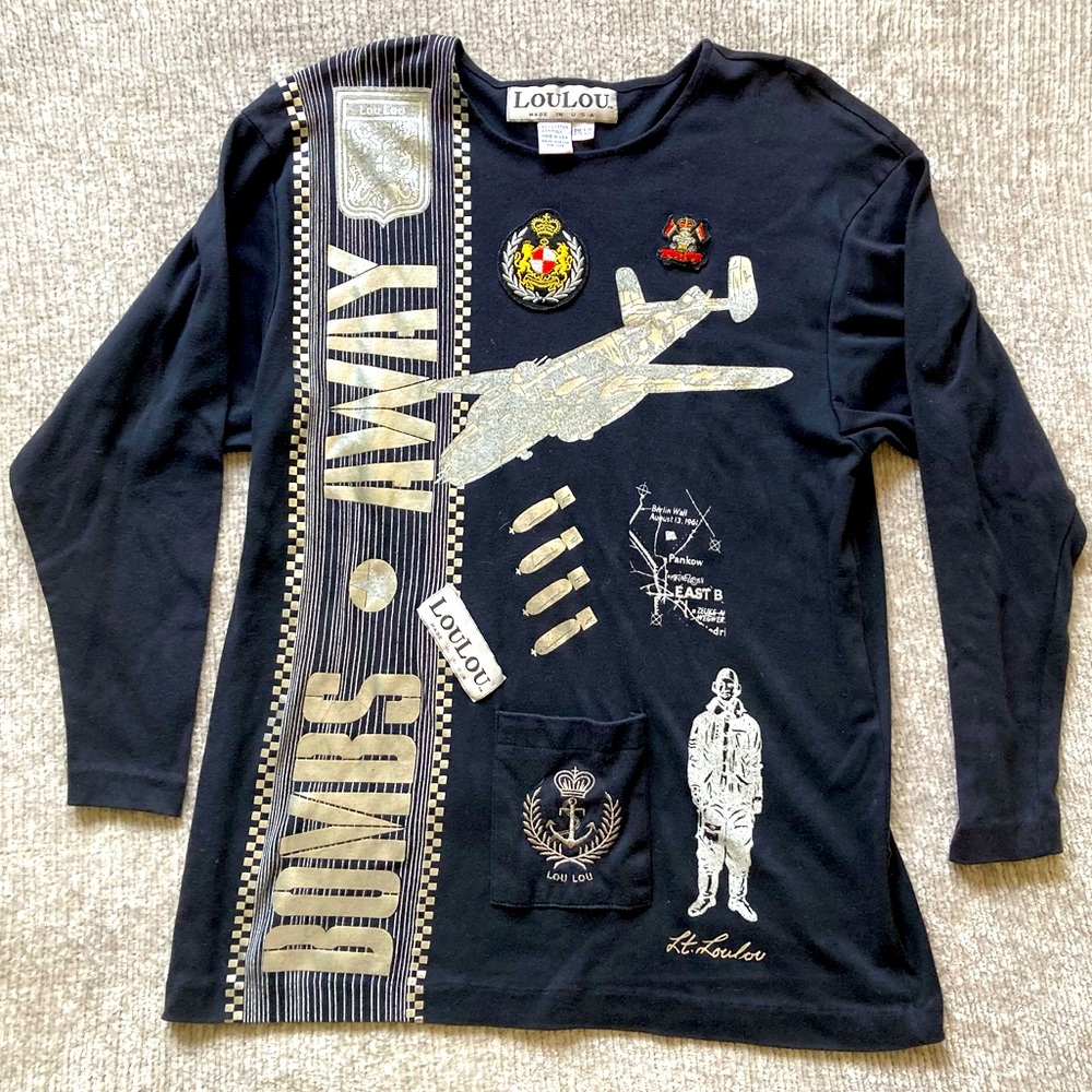 Vintage Statement Top Maximalist‎ Unique Artwear Avant Garde Military Street